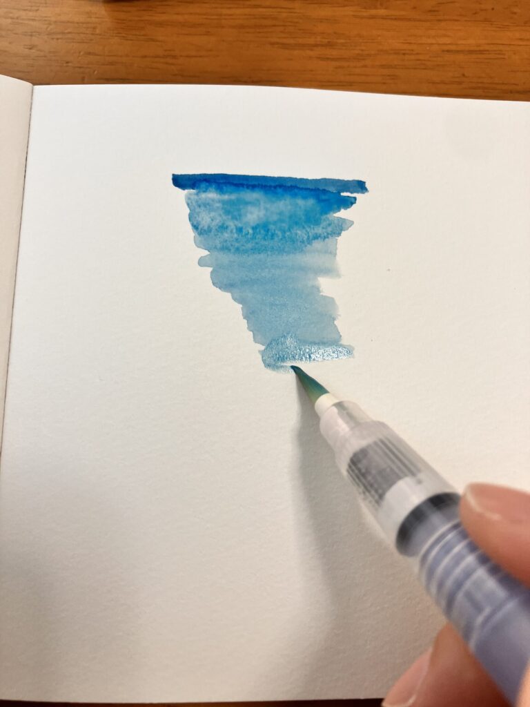 水筆で色をにじませる