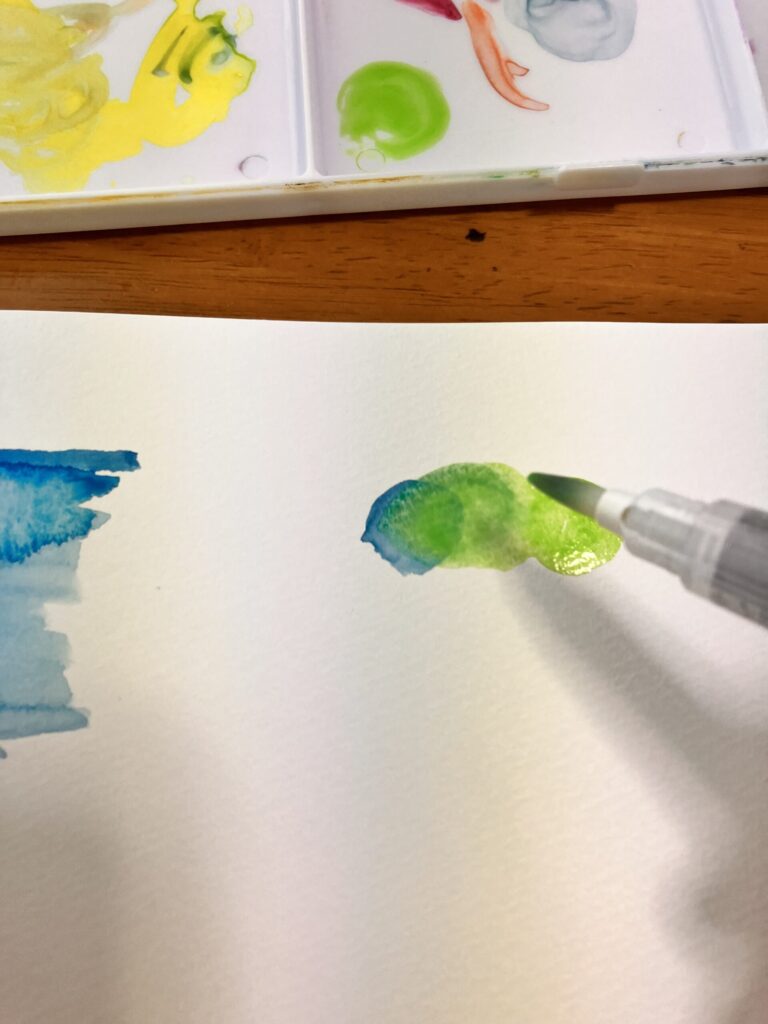 水筆で色を混色する